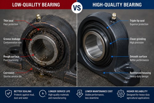 Comparison between low-quality and high-quality disc harrow bearings
